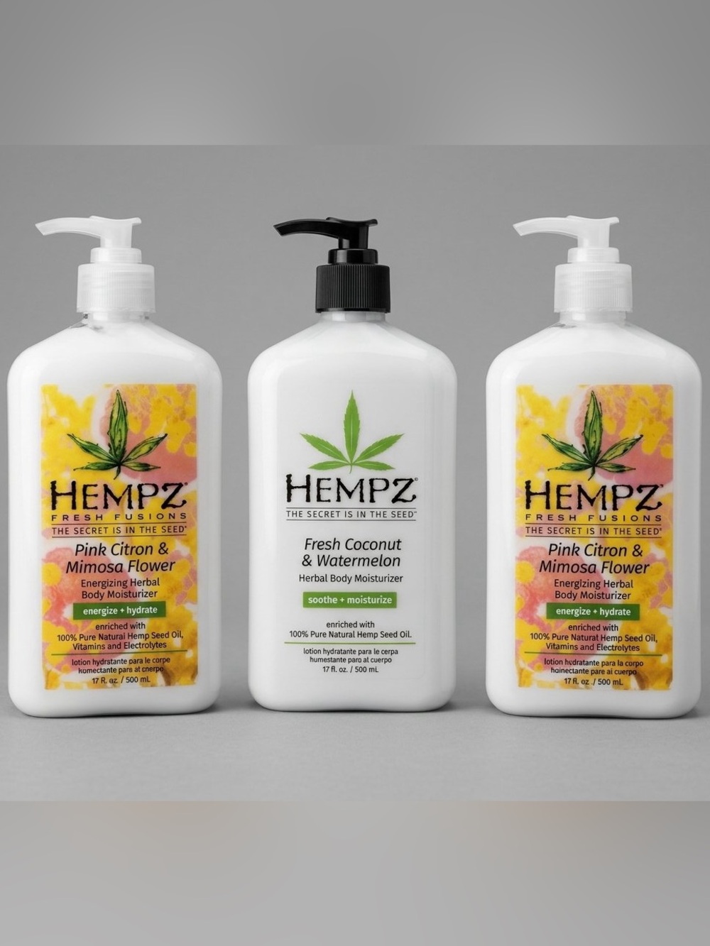 Hempz Bundle Lotions Pink Citron & Mimosa Flower/ Fresh Coconut & watermelon NIP